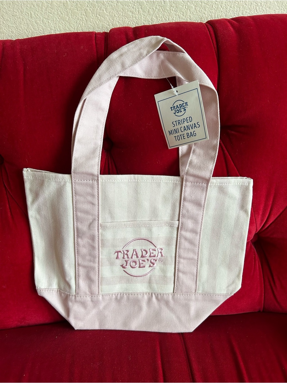 Pink Striped Trader Joe’s Tote Bag